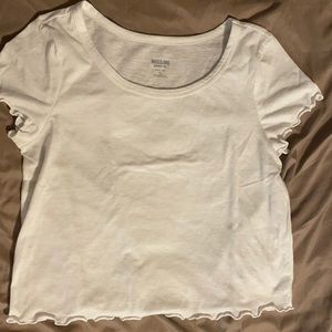 Ruffle white crop t shirt